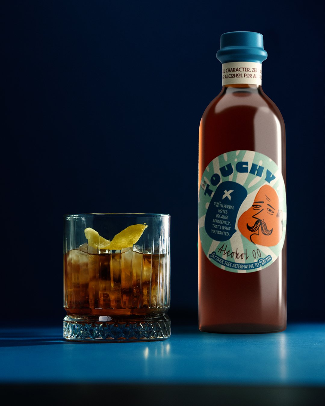 The Touchy, Amaro Alcohol Free Nexus con bicchiere